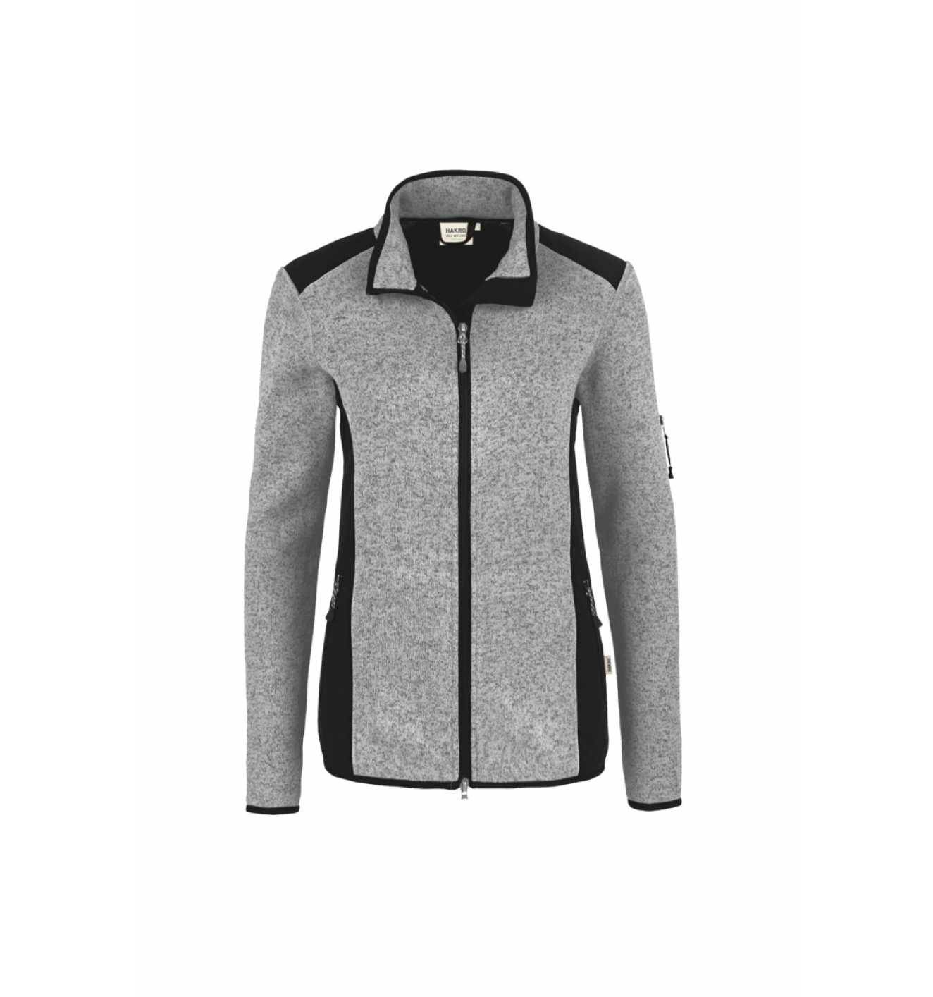 HAKRO Strickfleecejacke Damen Gr. 3XL grau-meliert