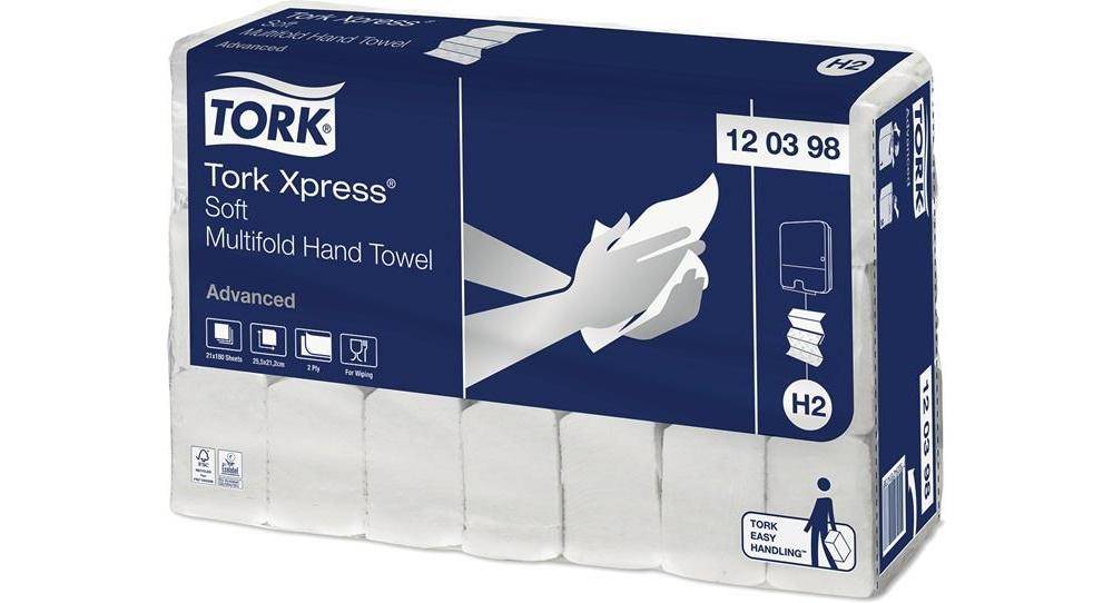 TORK 120398 Handtuch TORK Xpress® 120398 2-lagig, Advanced Qualität weiß L.ca.25-1