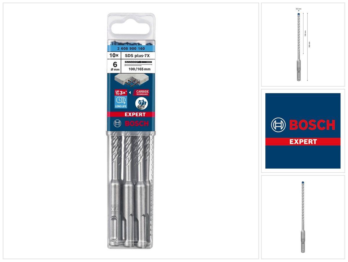 Bosch Power Tools SDS-Plus 7x Bohrer 6x100x165mm,VE10 2608900160 6 mm, 100 165 mm-0