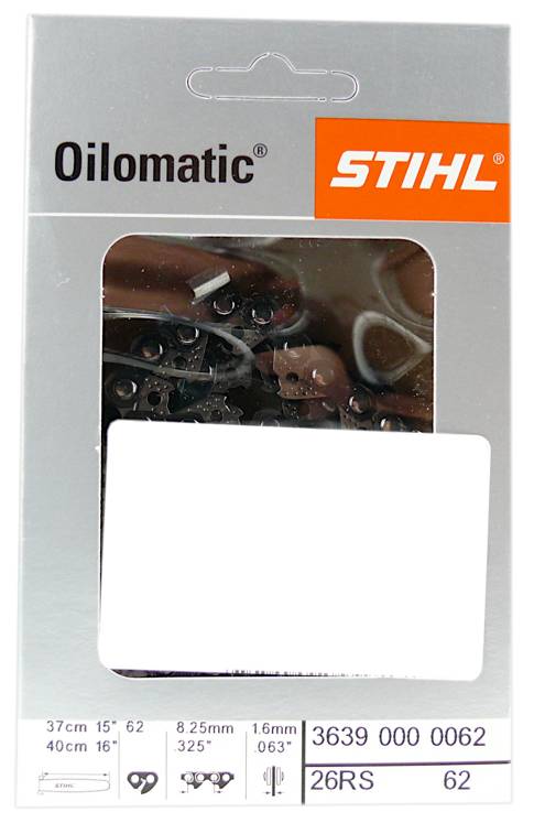 Sägeketten Stihl 36390000062 Kettenteilung .325" Nutbreite 1,6 mm Schienenlänge 37 cm Gliederzahl 62 Typ Rapid Super (R-1