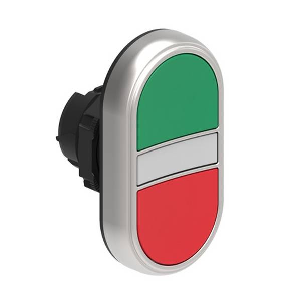 Lovato electric LPCBL7113 Doppeldrucktaster Grün/Rot weiße Anzeige, Ø22mm Platinum Serie, Kunststoff mit Verchromung