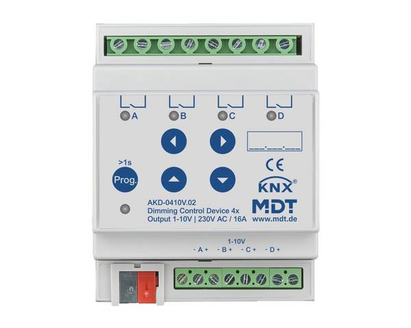 MDT Dimmaktor AKD-0410V.02 4fach 4TE REG 1-10V m. RGBW - IP20