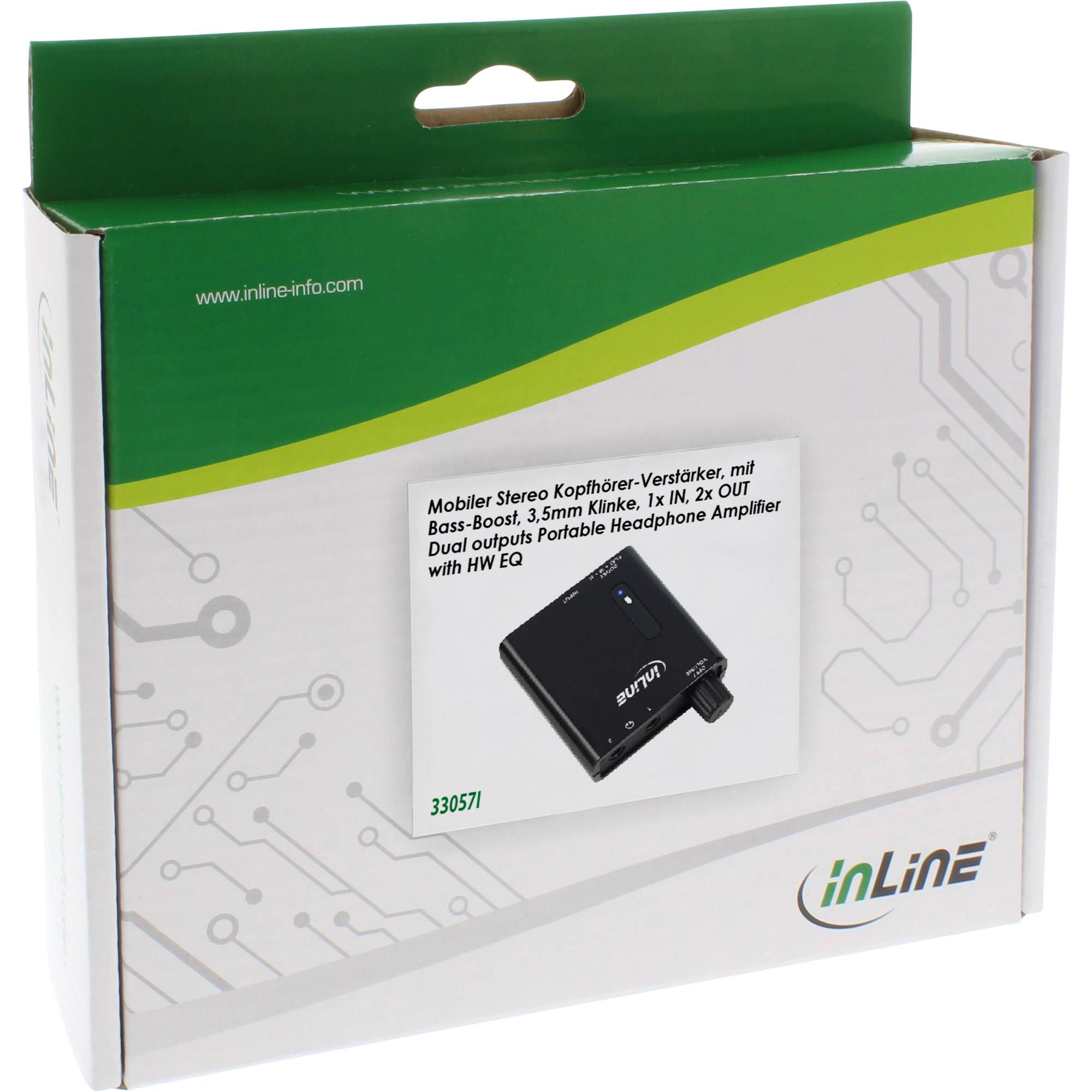 InLine® Mobiler Stereo Kopfhörer-Verstärker, mit Bass-Boost, 3,5mm Klinke, 1x IN-3