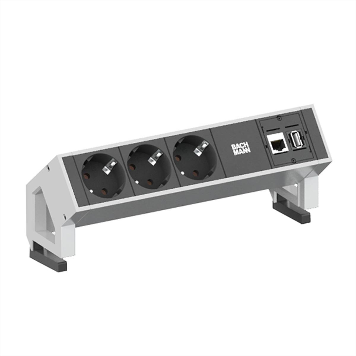 BACHMANN DESK2 3x Schutzkontakt, 1x CAT6 1x USB3 weiss-0