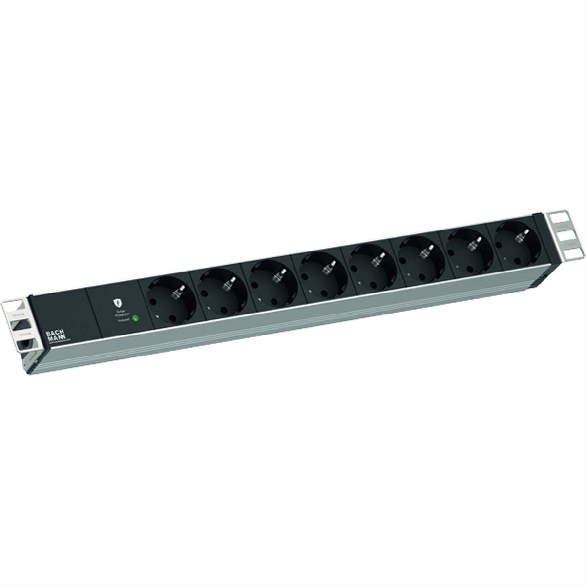 BACHMANN 19" 1HE 8xCEE7/3 RAL7035 1xSPD-Plus 2,0m CEE7/7-0