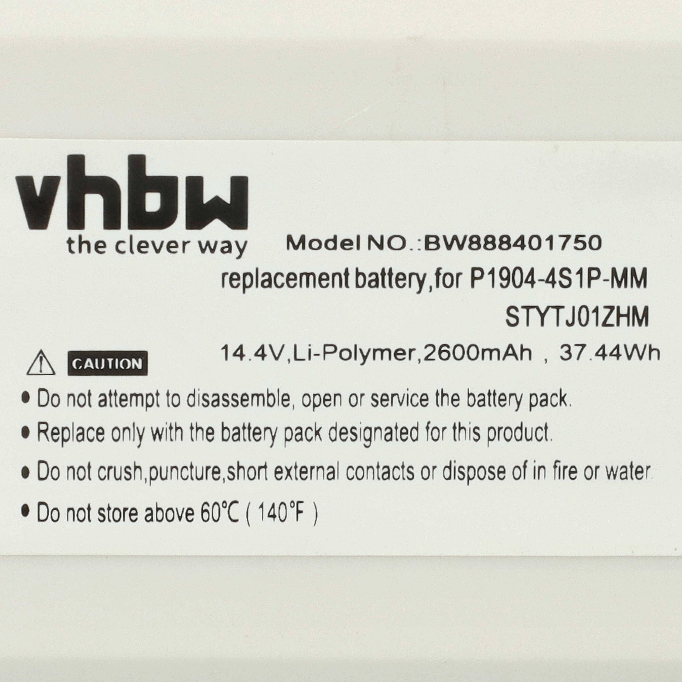 vhbw Akku kompatibel mit Dreame RVS5-WH0 | W10, W10 Pro, X20 Pro, RLS6LADC6, RLS6LADC-6, RLS6LADC Saugroboter (2600 mAh-4
