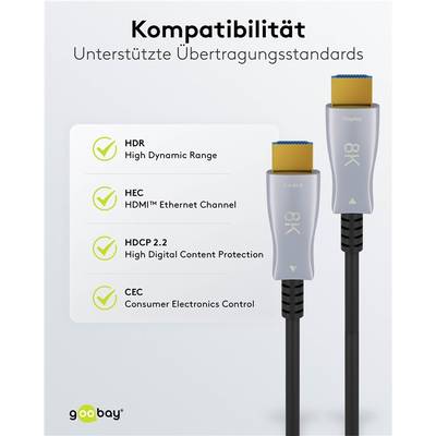 Goobay 65559 Optisches Hybrid HDMI Kabel AOC Ethernet / 8K @ 60 Hz Ultra High Speed / 48 Gbits Glasfaserkabel eARC / 20m-5