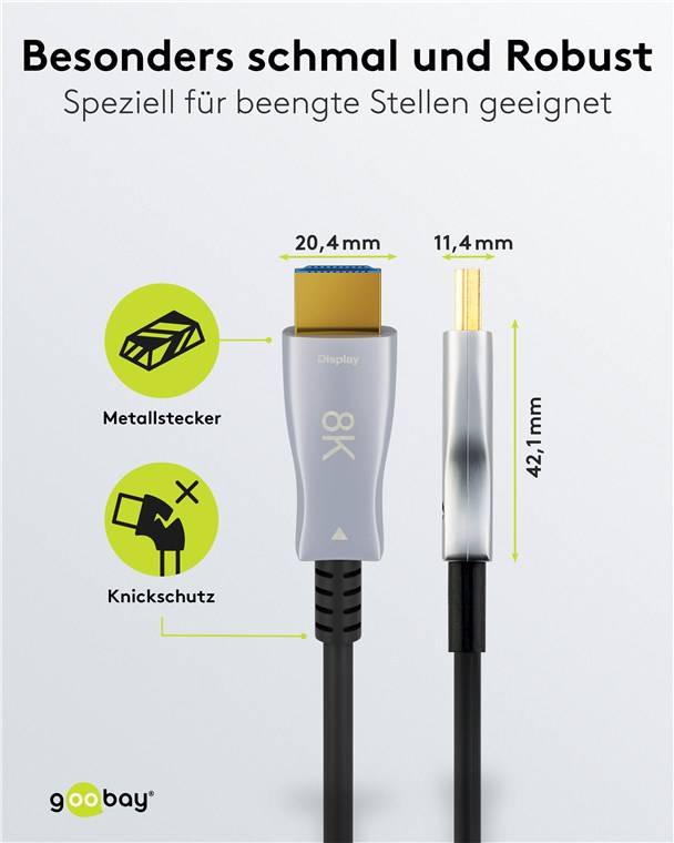 Goobay 65559 Optisches Hybrid HDMI Kabel AOC Ethernet / 8K @ 60 Hz Ultra High Speed / 48 Gbits Glasfaserkabel eARC / 20m-4