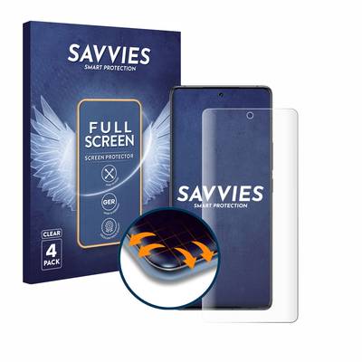 4x Savvies Flex Full-Cover Schutzfolie für Vivo iQOO 12 Pro Full-Screen 3D Curved Transparent