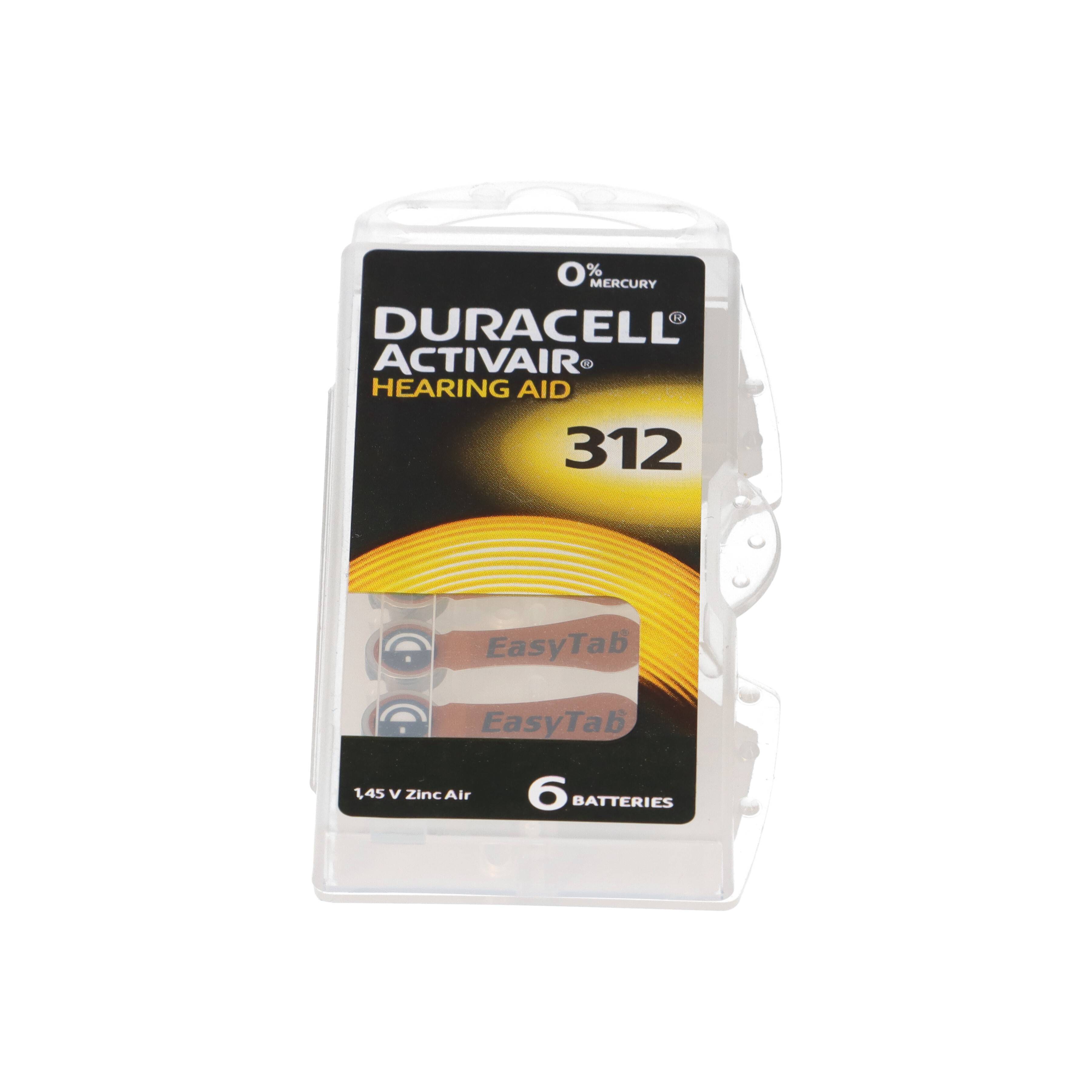 Duracell ActivAir Easy Tab 312 Hörgeräte Batterie 1,4V (6er Blister)-2