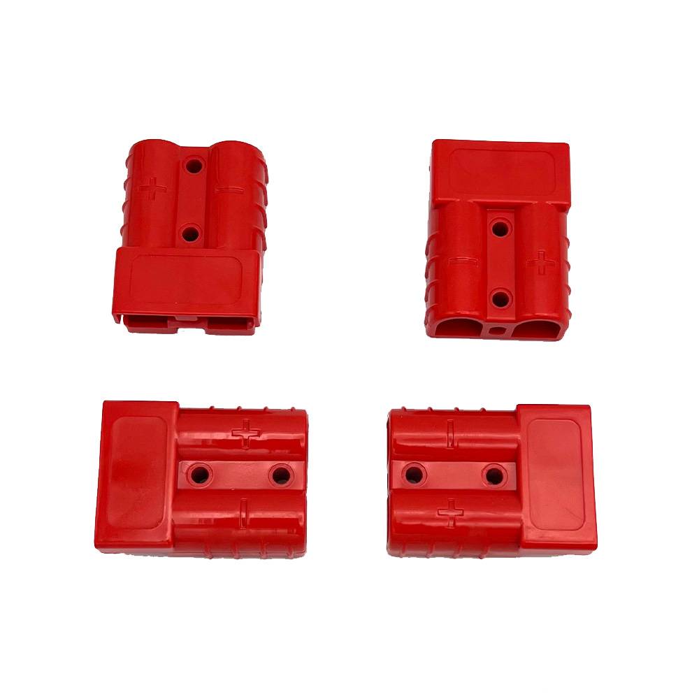 4er Set Anderson Stecker 50A max. 600V mit Staubschutzkappe Rot 6AWG-1