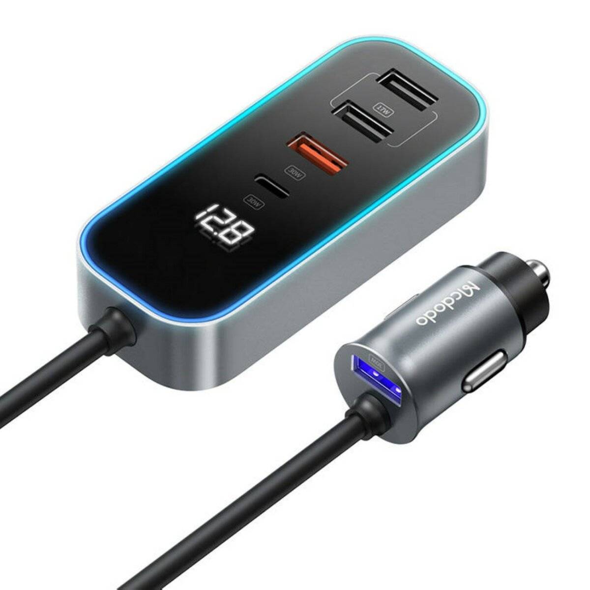 Mcdodo CC-1900 Autoladegerät 107W 4USB+1USB-C Digitalanzeige und 1,5 m Kabel-0