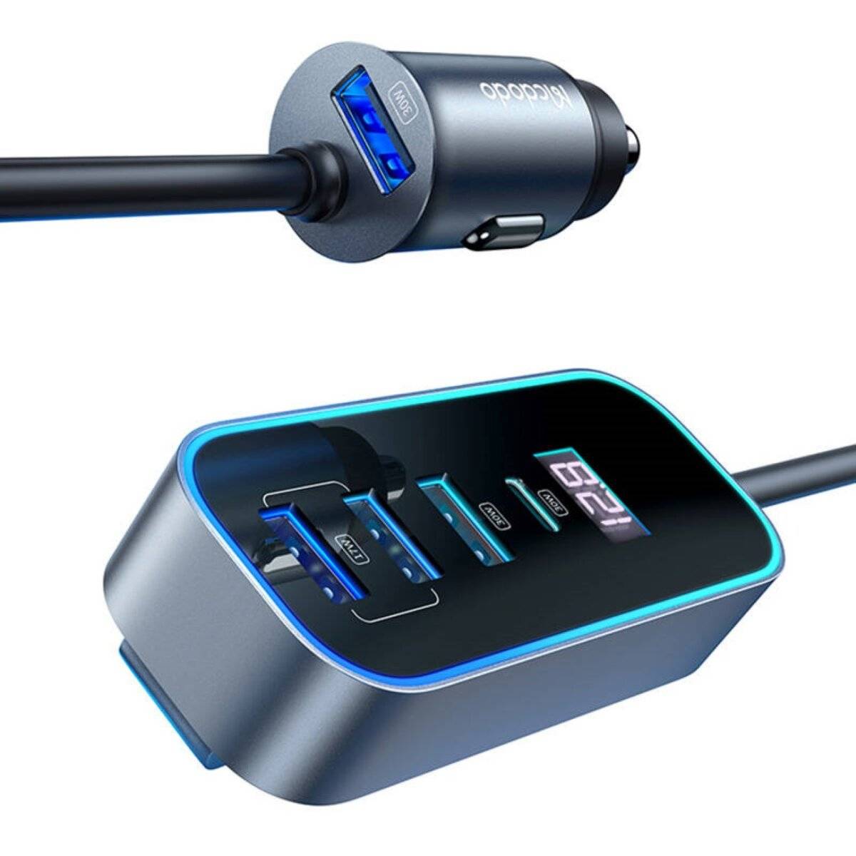 Mcdodo CC-1900 Autoladegerät 107W 4USB+1USB-C Digitalanzeige und 1,5 m Kabel-1