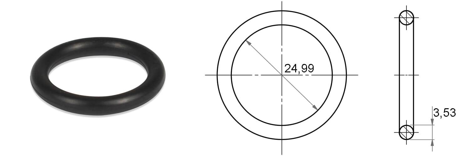 O-Ringe 24,99 x 3,53 mm - Nitril (NBR), ca. 70° Shore, schwarz - emico-1