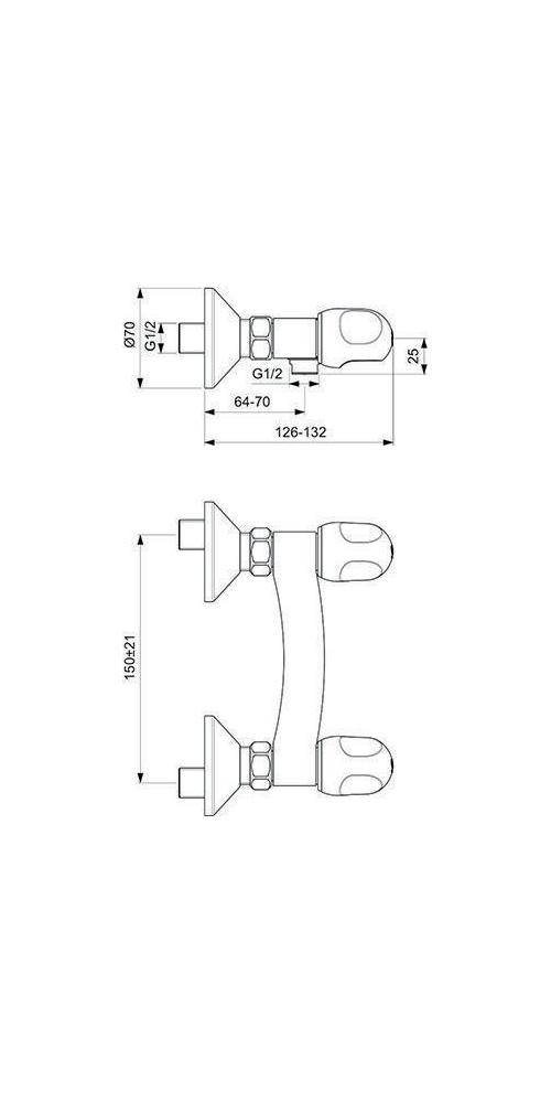 Ideal Standard Brause-Zweigriffarmatur ALPHA AP, ohne Brausegarnitur-1