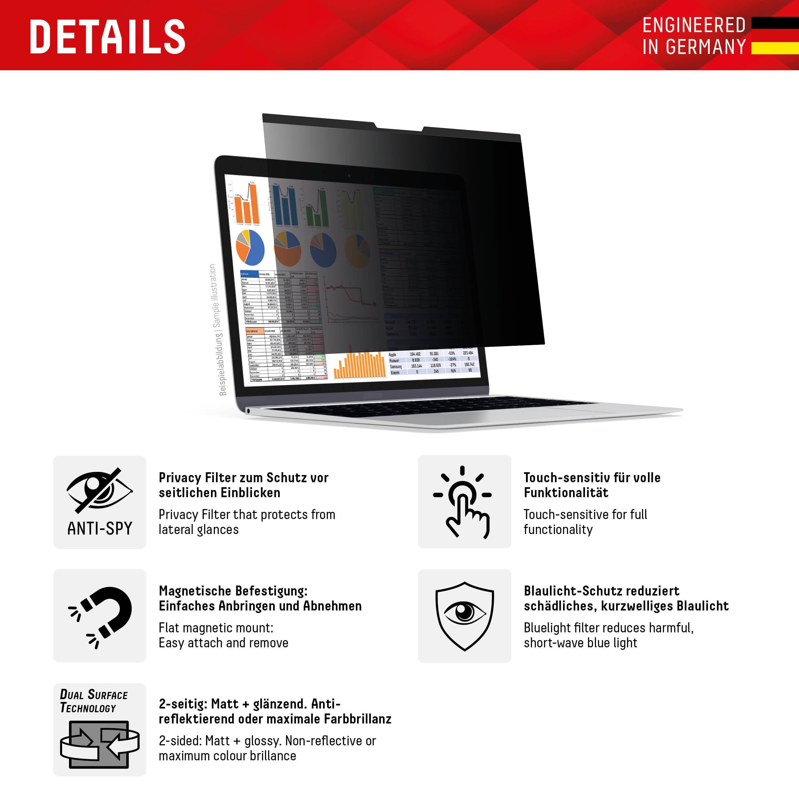 PRIVACY SAFE Magnetischer 2-Wege Blickschutzfilter für Laptop/ Notebook 13,3'' (16:10)-1