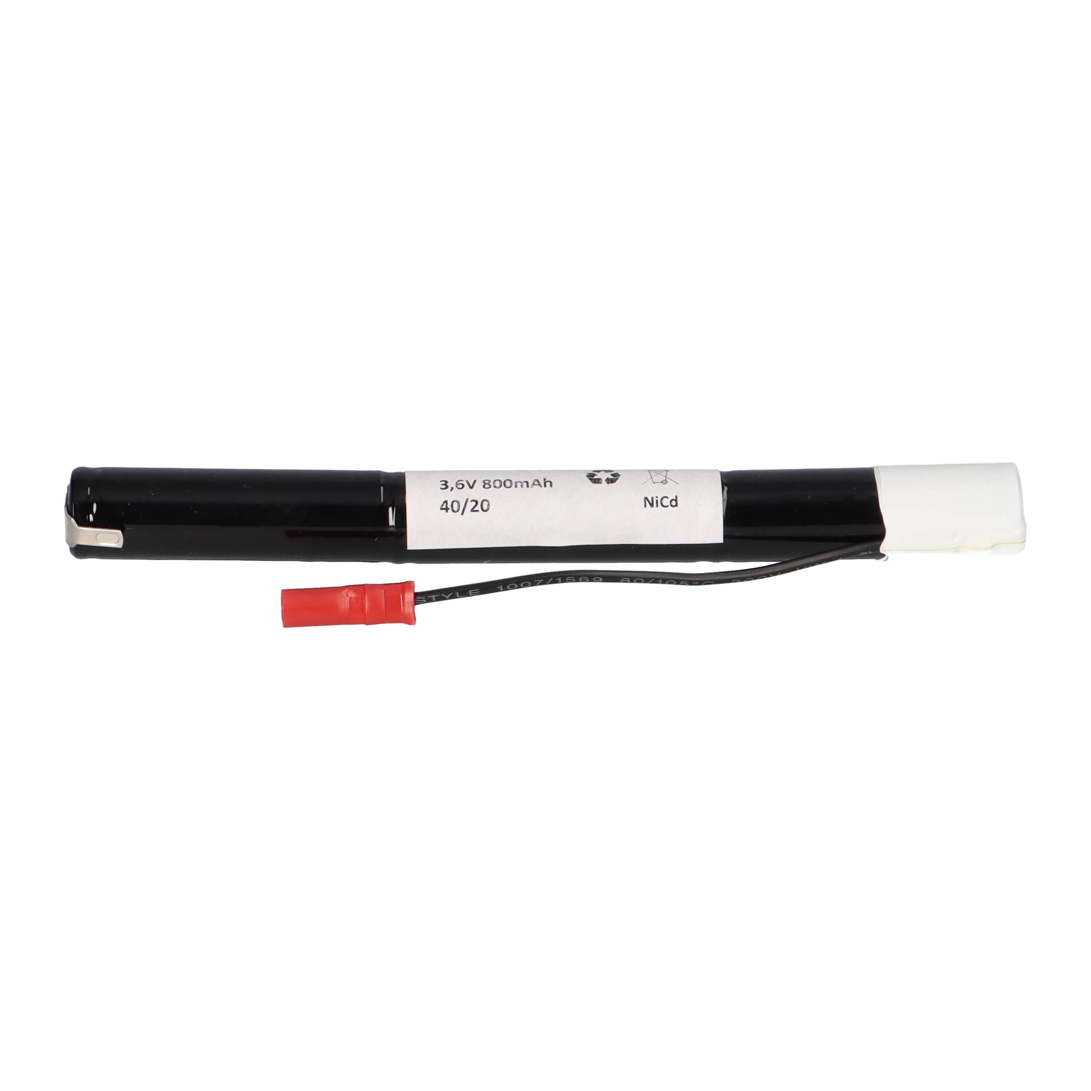 Notleuchten-Akku 3,6V 800mAh NiCd L3x1 – AA/Mignon – Faston 2,8 mm – passend für RZB 671915.004.1-0