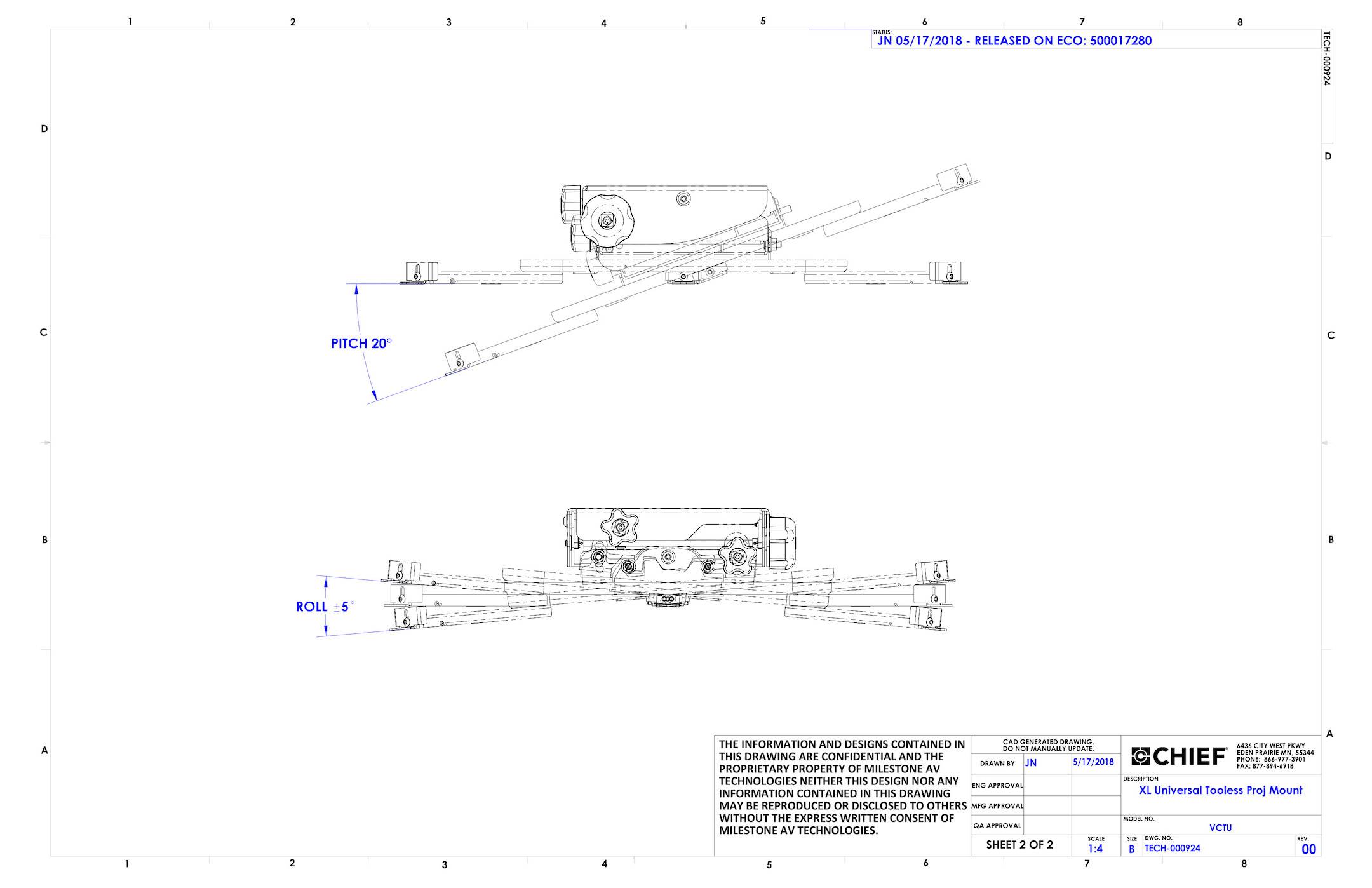 Chief VCTUB Projektor Deckenhalterung bis 68 kg-4