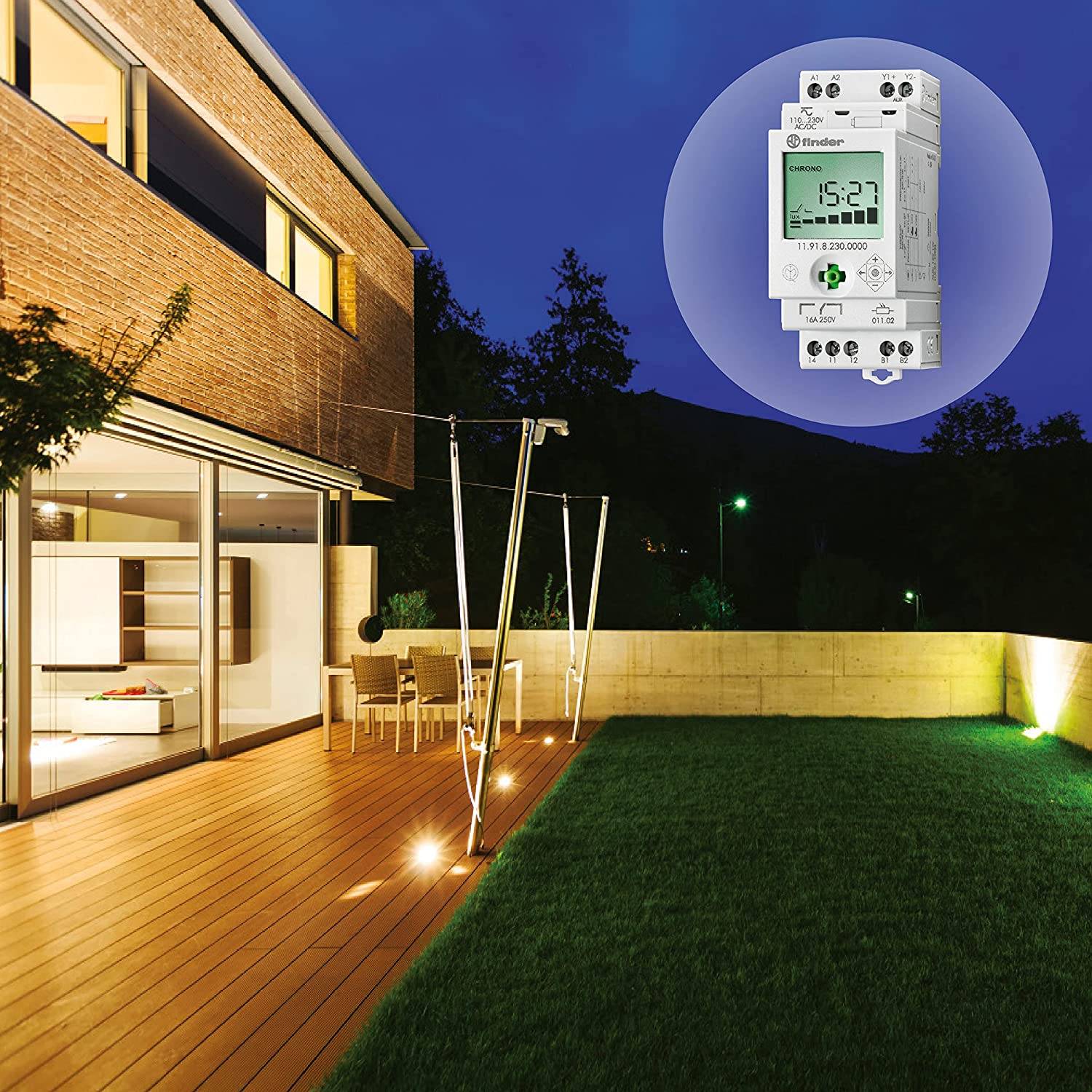 Finder Dämmerungsschalter 150Lux 16A+1Aux 2 11.91.8.230.0000-4