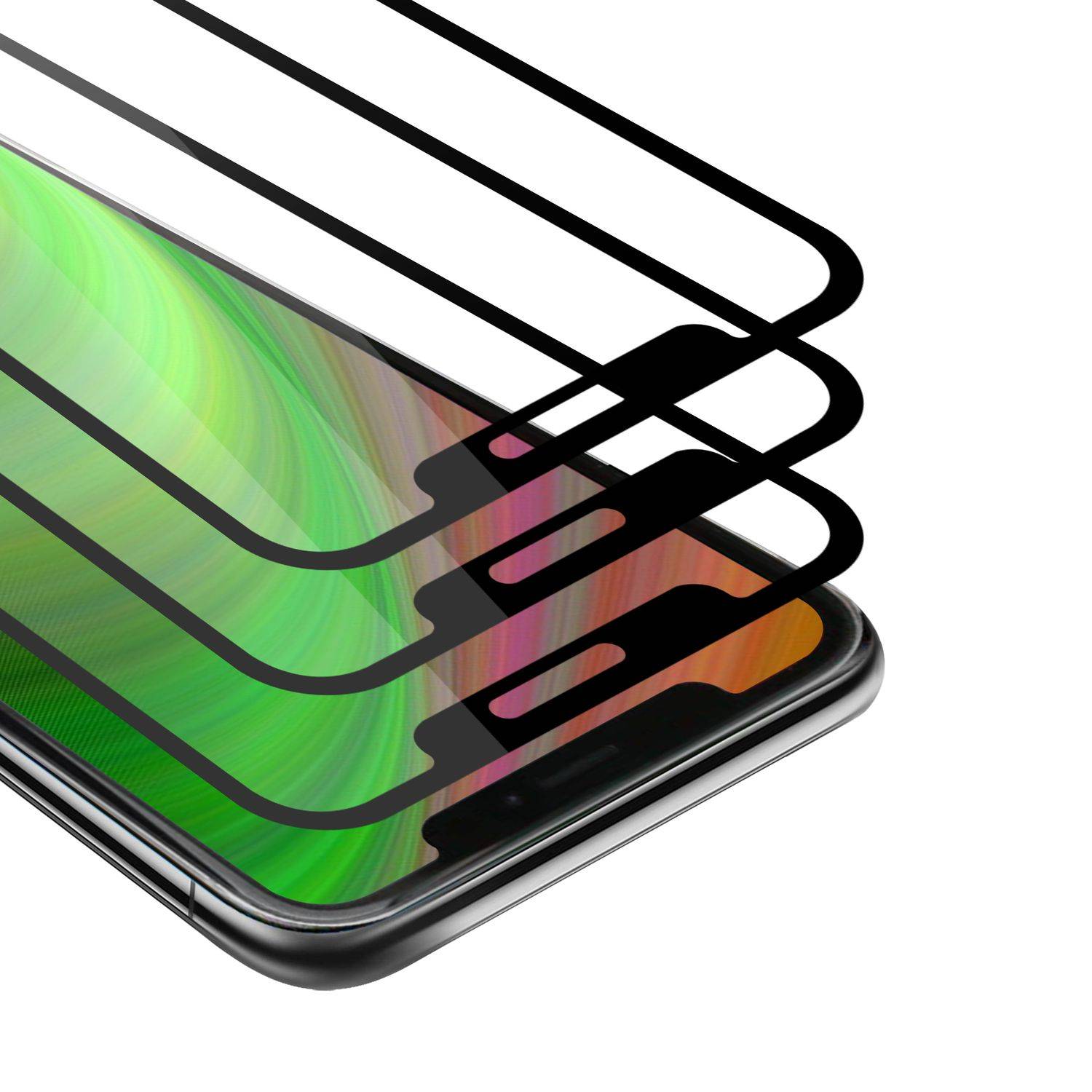 Cadorabo 3x Vollbild Panzer Folie für Apple iPhone 13 Schutzfolie in Schwarz Tempered Display-Schutzglas-0