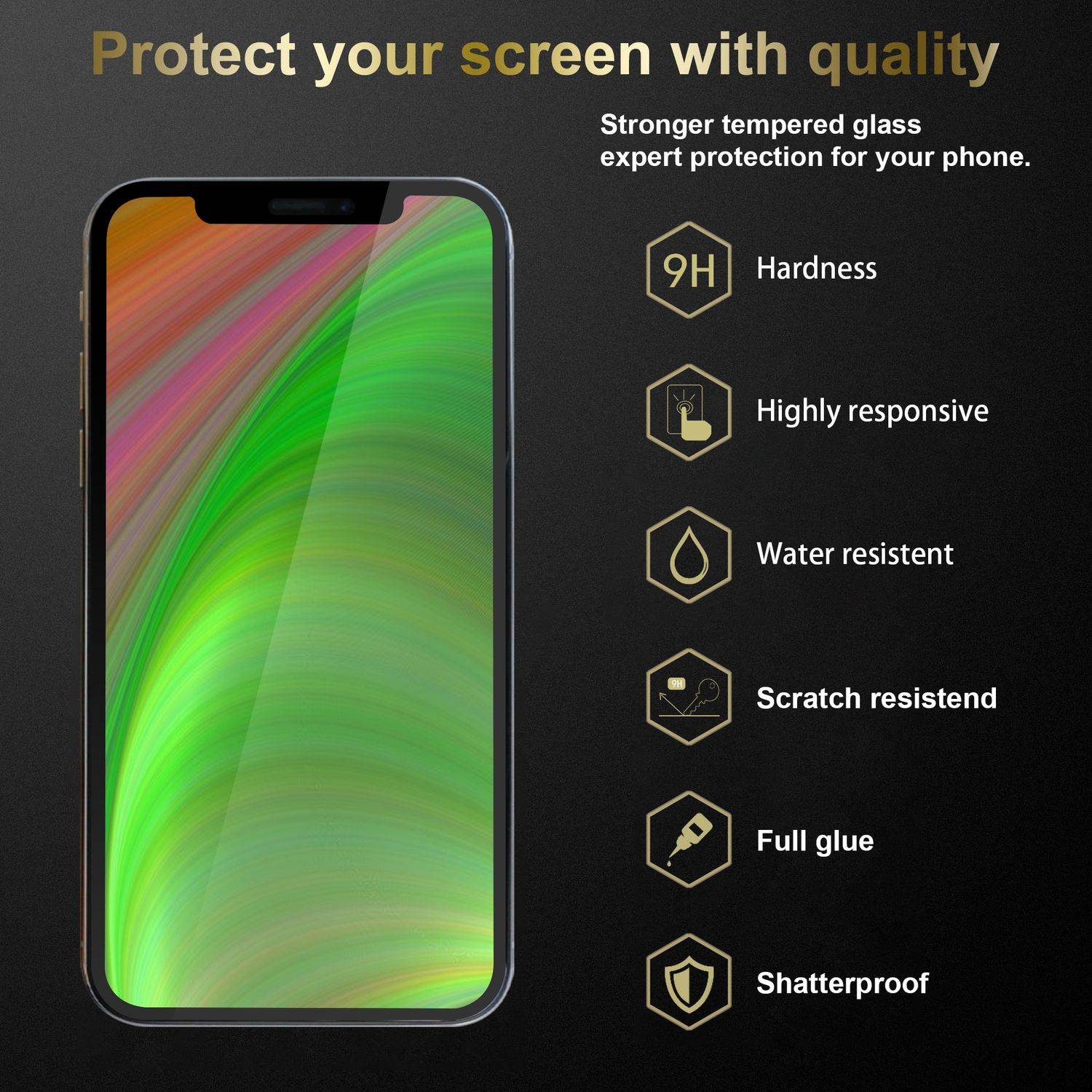 Cadorabo 3x Vollbild Panzer Folie für Apple iPhone 13 Schutzfolie in Schwarz Tempered Display-Schutzglas-2