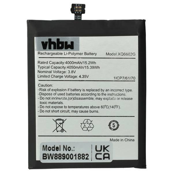 vhbw Akku kompatibel mit Caterpillar Cat S62 | Handy Smartphone Telefon (4000 mAh, 3,8 V, Li-Polymer)