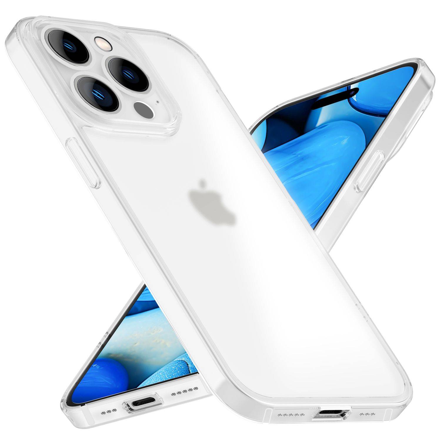 Halb Klar Hülle für iPhone 15 Pro, Dünn Matt Leicht Anti-Fingerabdruck Case Weiß-0