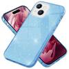 Glitzer Hülle für iPhone 15 Plus Hybrid Bling Case Silikon Handyhülle Tasche TPU Blau