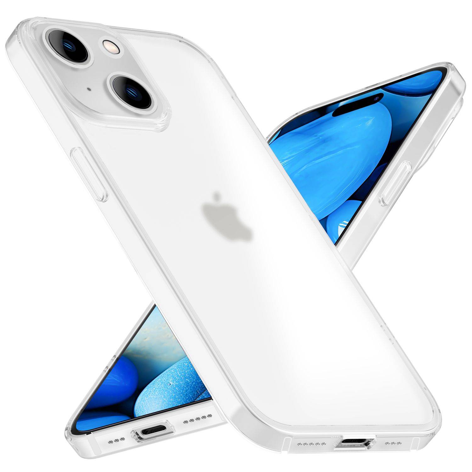Halb Klar Hülle für iPhone 15, Dünn Matt Leicht Frost Case Anti-Fingerabdruck Weiß-0