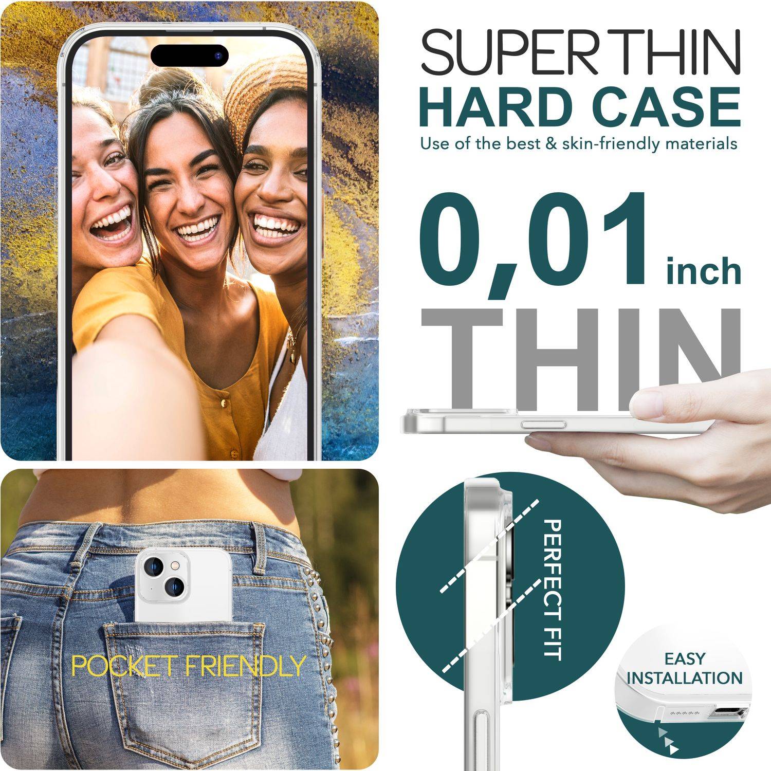 Halb Klar Hülle für iPhone 15, Dünn Matt Leicht Frost Case Anti-Fingerabdruck Weiß-1