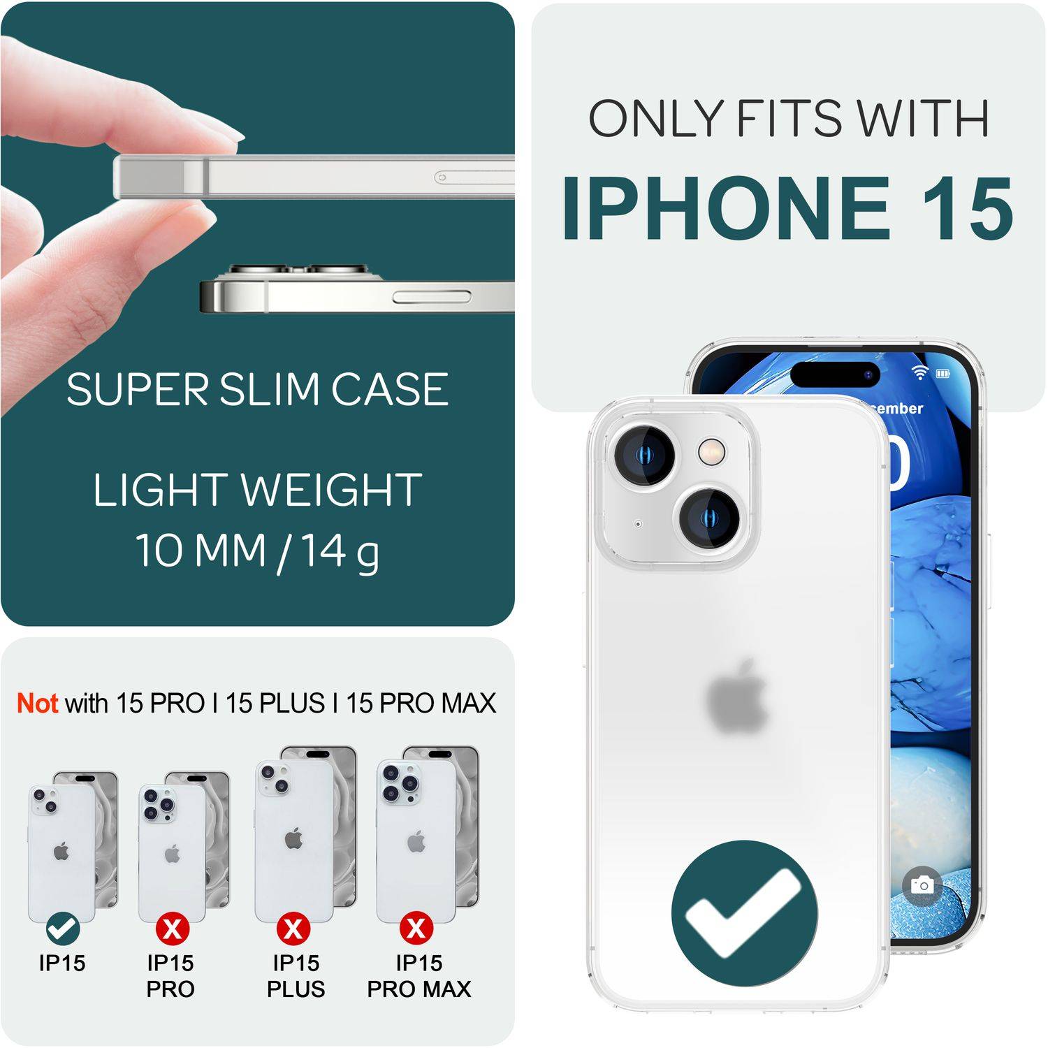 Halb Klar Hülle für iPhone 15, Dünn Matt Leicht Frost Case Anti-Fingerabdruck Weiß-3