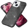Glitzer Hülle für iPhone 15 Plus Hybrid Bling Case Silikon Handyhülle Tasche TPU Schwarz