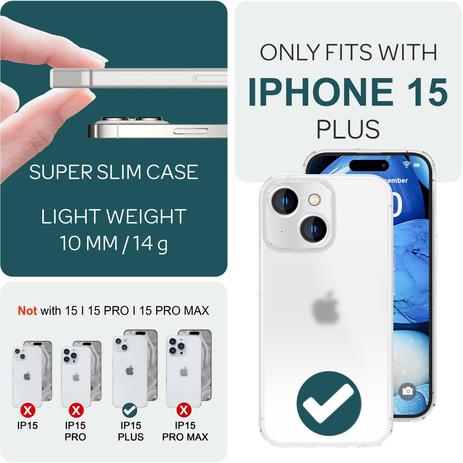 Halb Klar Hülle für iPhone 15 Plus, Dünn Matt Leicht Anti-Fingerabdruck Case Weiß-3