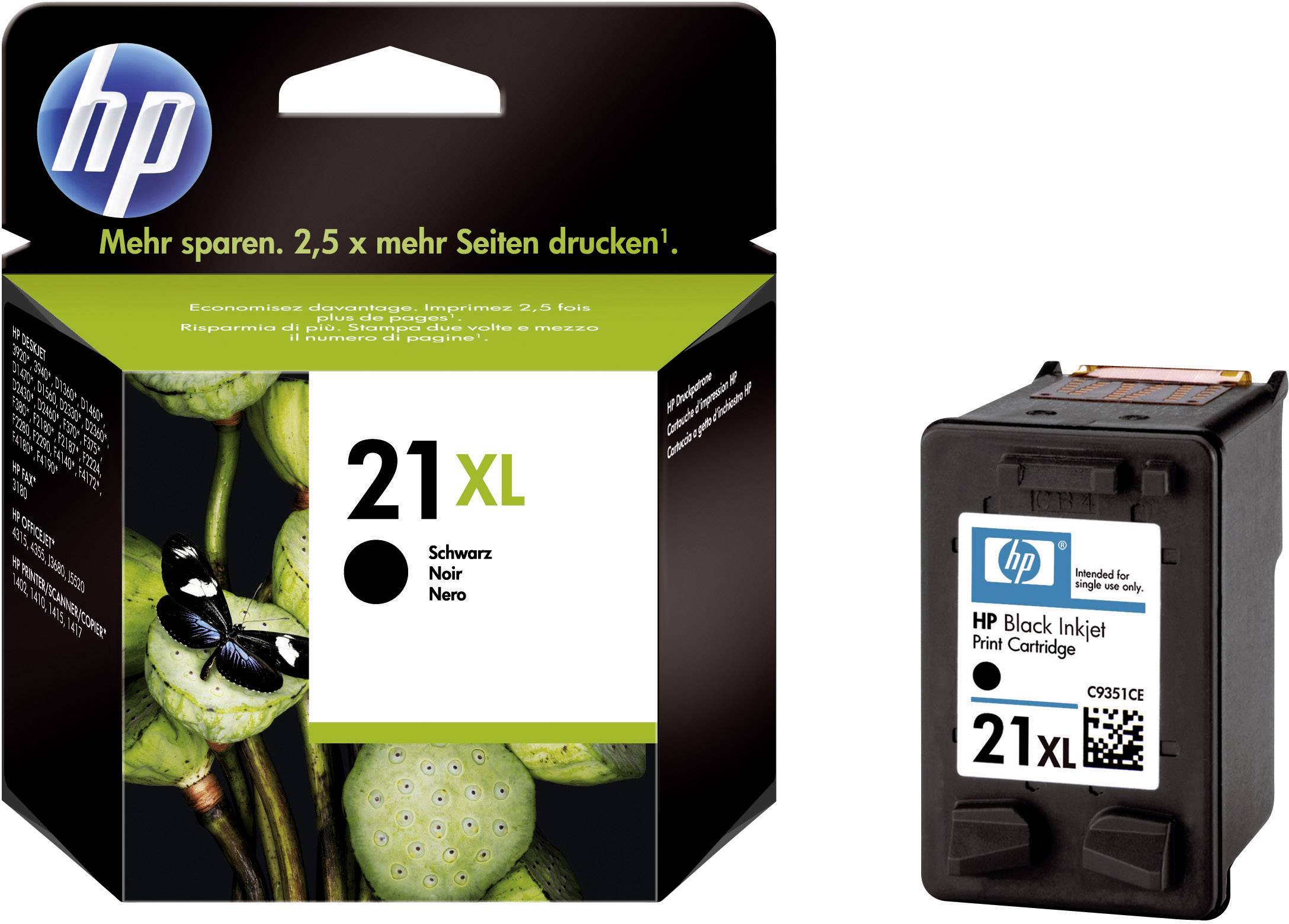 HP Druckerpatrone 21XL Original Schwarz C9351CE-0