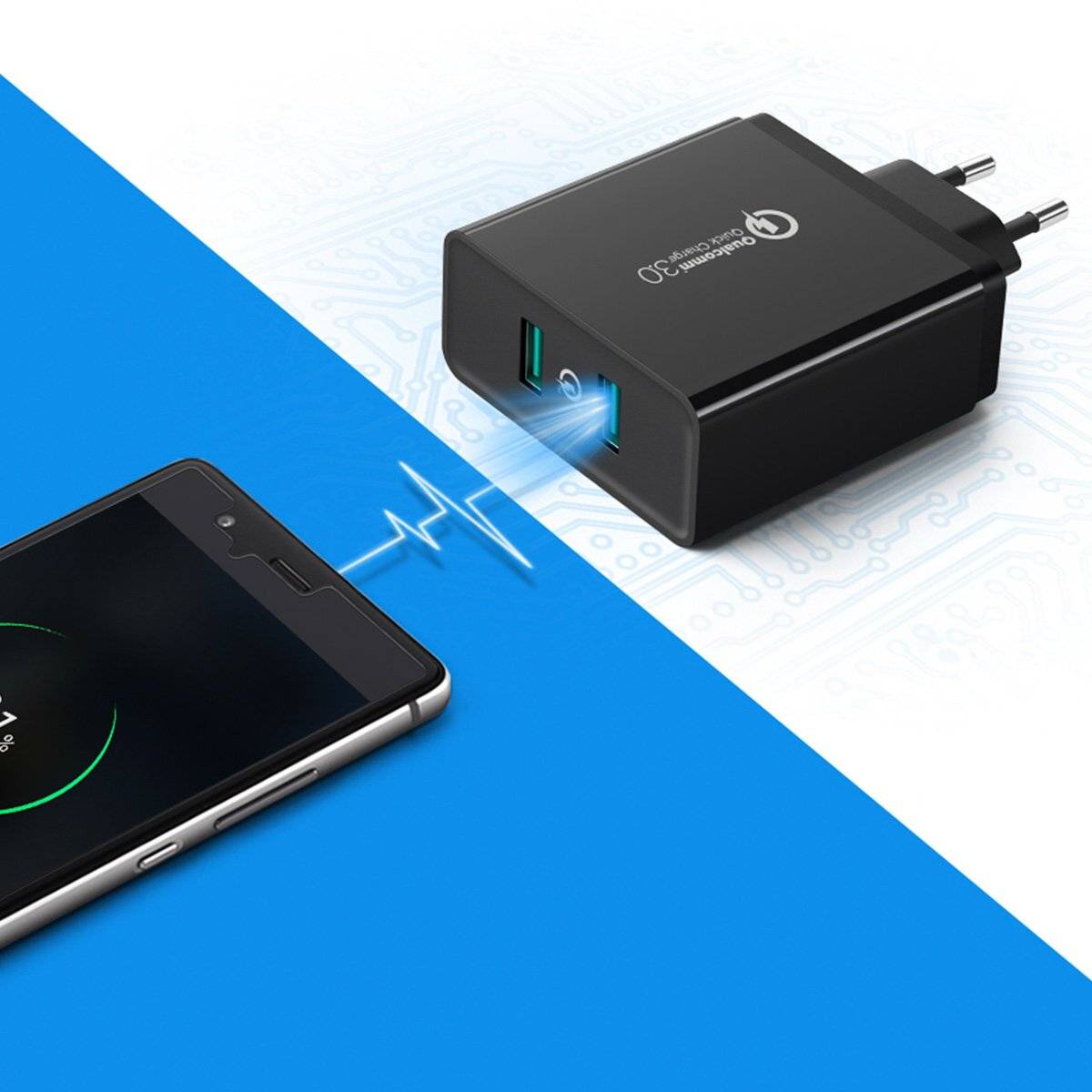 Ugreen Wandladegerät 2xUSB-A 36W QC3.0 schwarz (CD161)-1