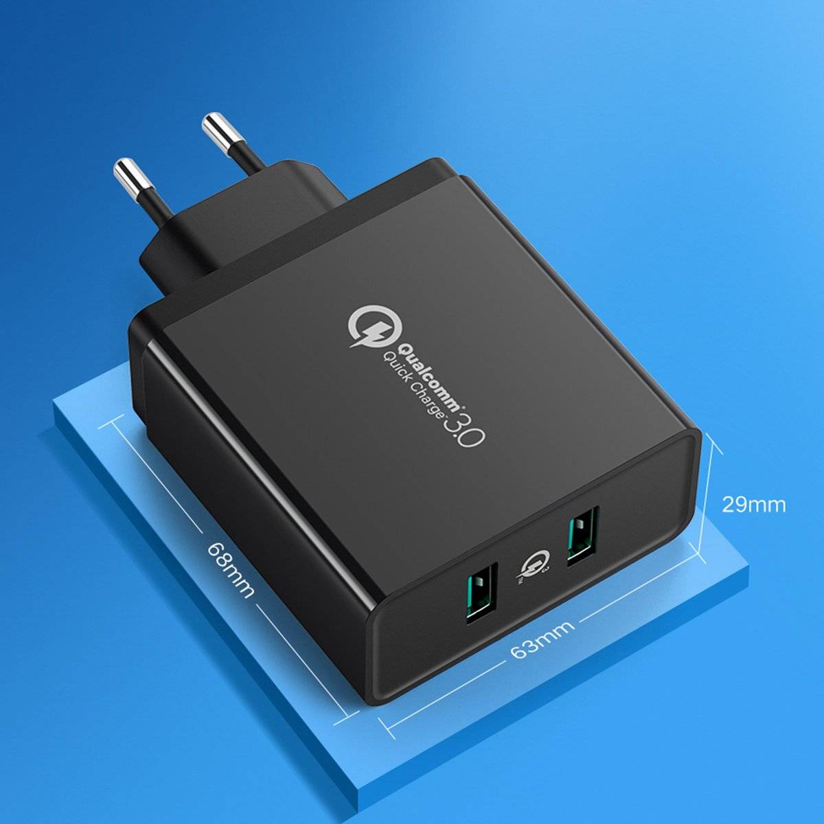 Ugreen Wandladegerät 2xUSB-A 36W QC3.0 schwarz (CD161)-2