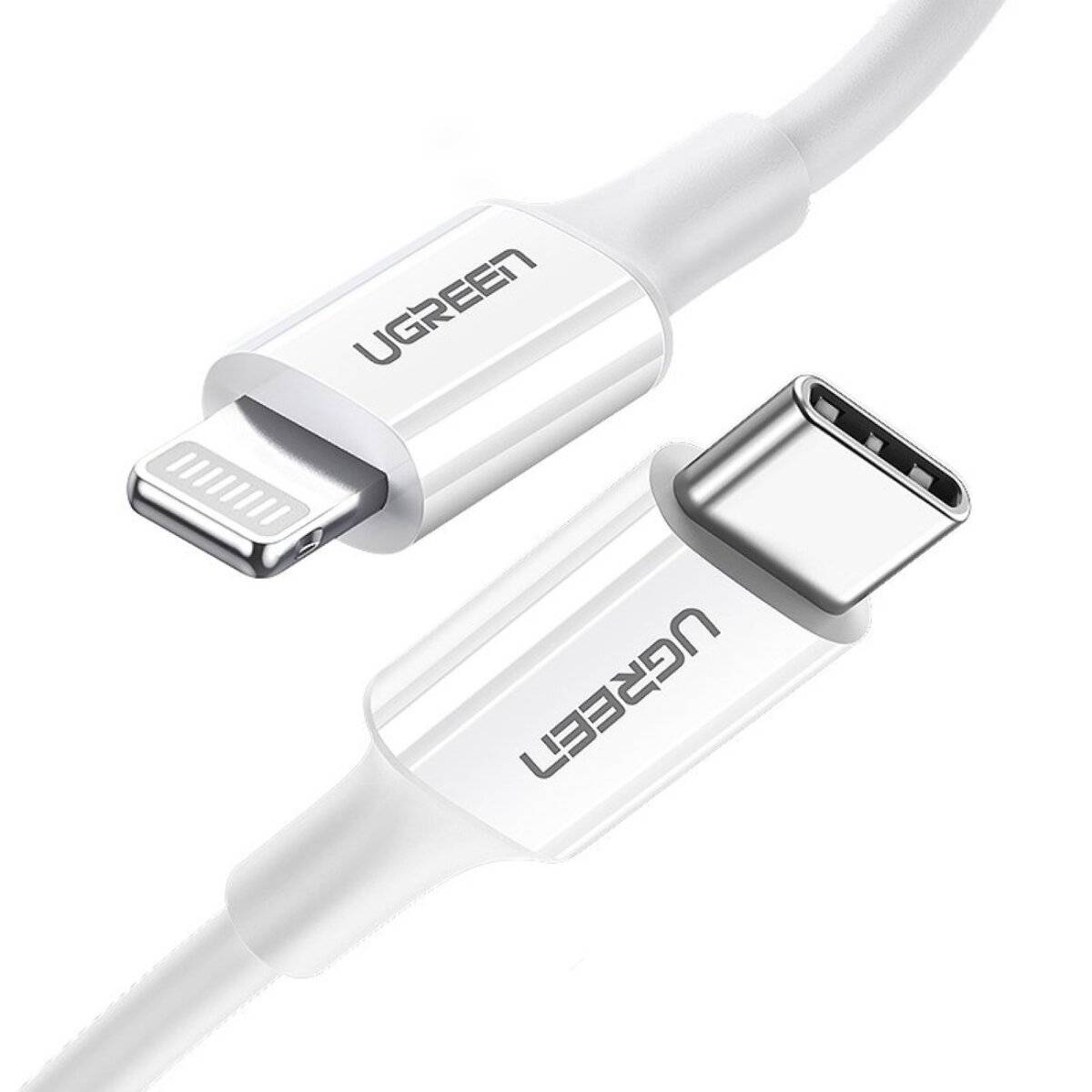 UGREEN USB-Ladekabel USB-C® Stecker, Apple Lightning Stecker 1.00 m Weiß 10493-2