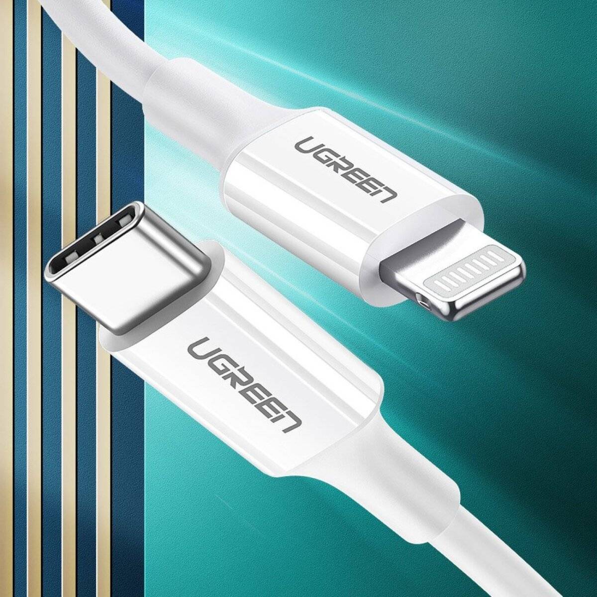 UGREEN USB-Ladekabel USB-C® Stecker, Apple Lightning Stecker 1.00 m Weiß 10493-3