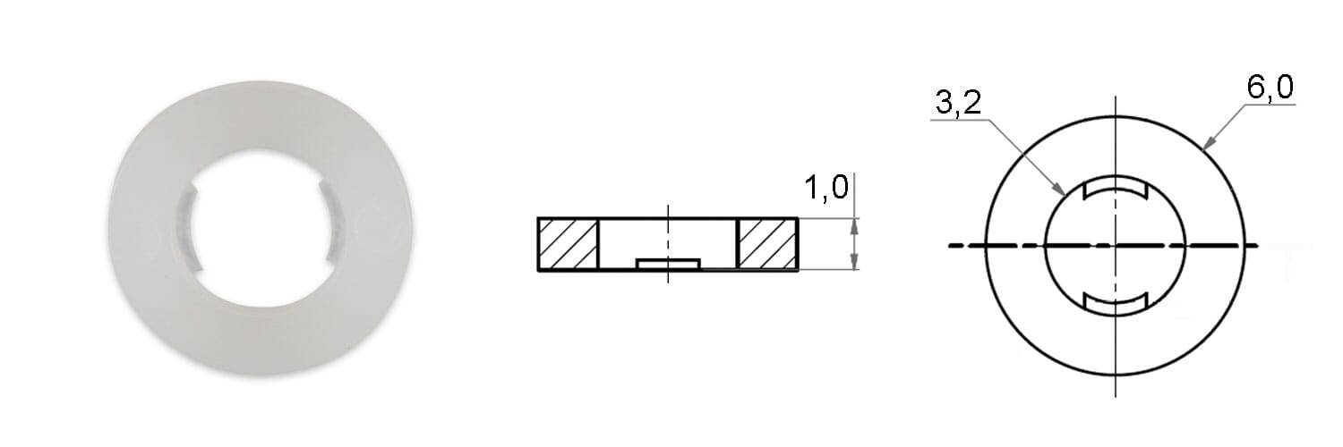 Unterlegscheiben M3 3,2/6,0/1,0 - PA 6, natur - emico-1