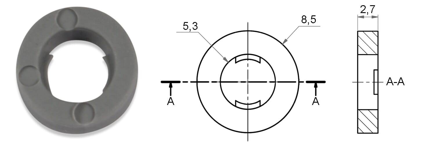 Verliersicherungen 5,3/8,5/2,7 - LDPE, grau - emico-1