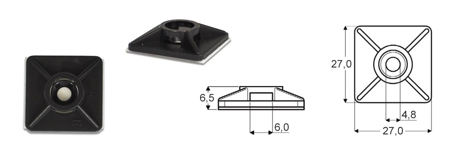Kabelbindersockel 4,8 mm - PA 6.6, schwarz - emico-2