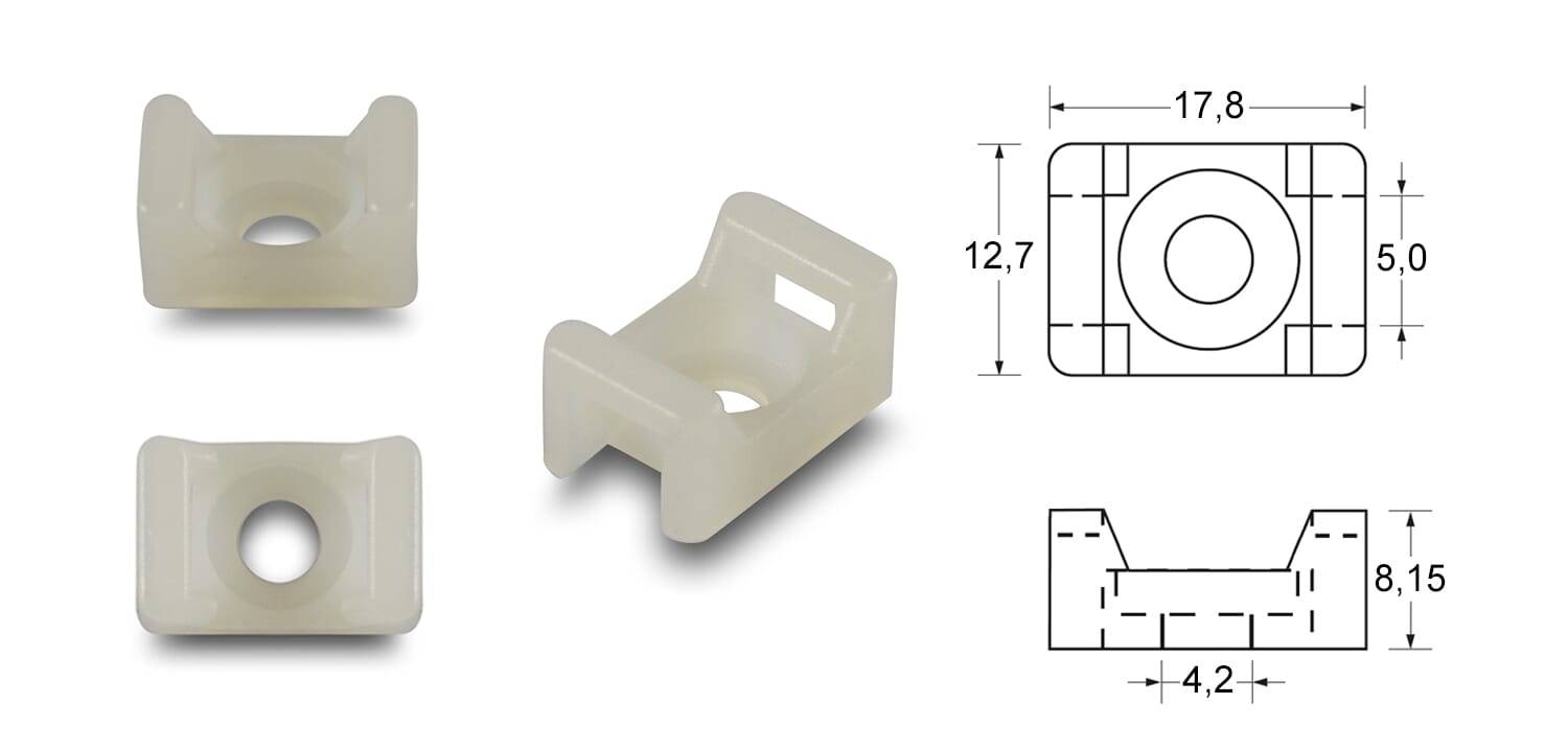 Montagesockel für Kabelbinder 5 mm - PA 6.6, natur - emico-3