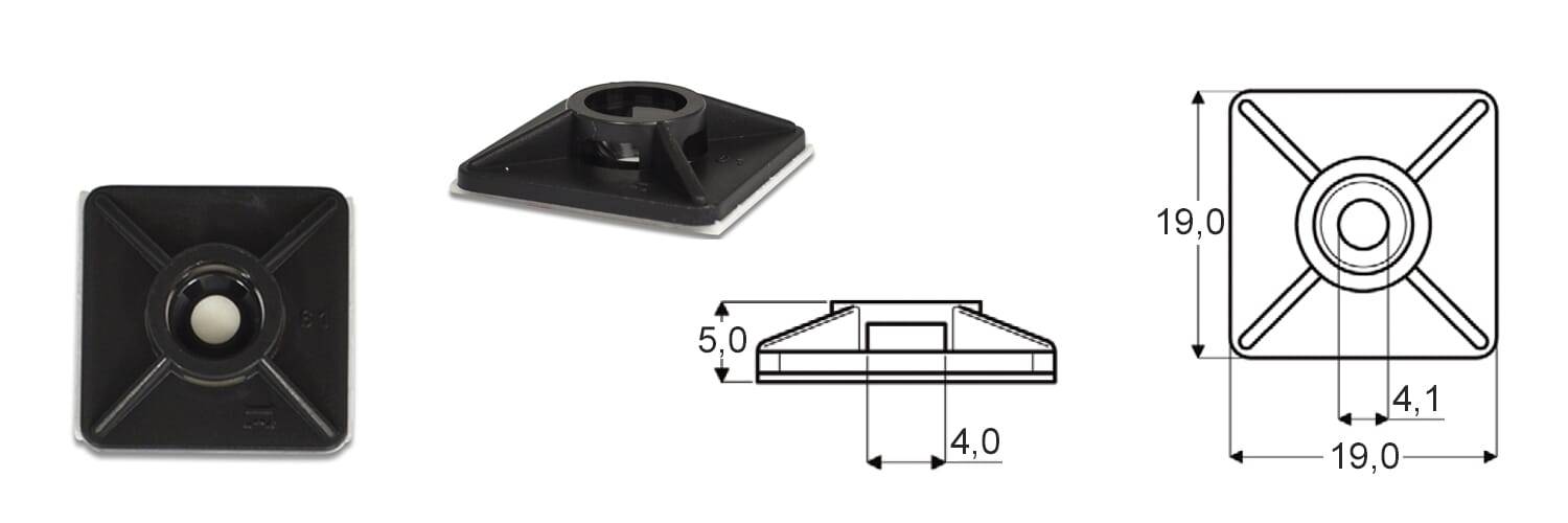 Kabelbindersockel 3,6 mm - PA 6.6, schwarz - emico-2