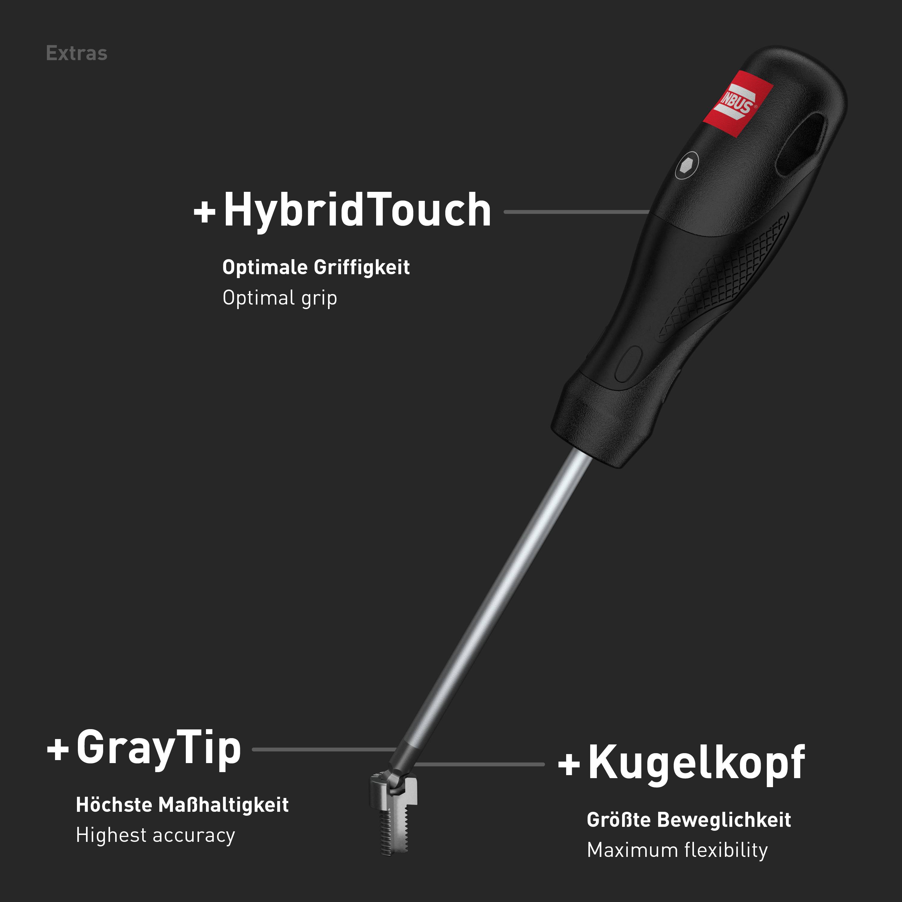 INBUS® 79863 Schraubendreher Set 6tlg, 2.5–8mm, mit Kugelkopf & HybridTouch - Made in Germany-2