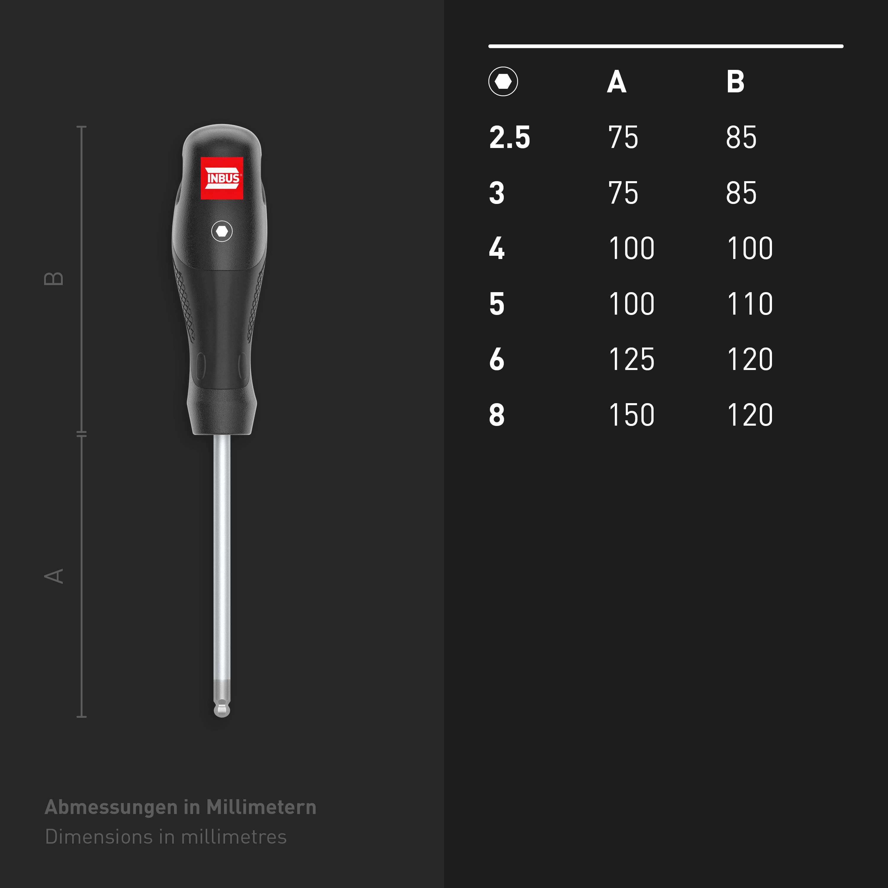 INBUS® 79863 Schraubendreher Set 6tlg, 2.5–8mm, mit Kugelkopf & HybridTouch - Made in Germany-4