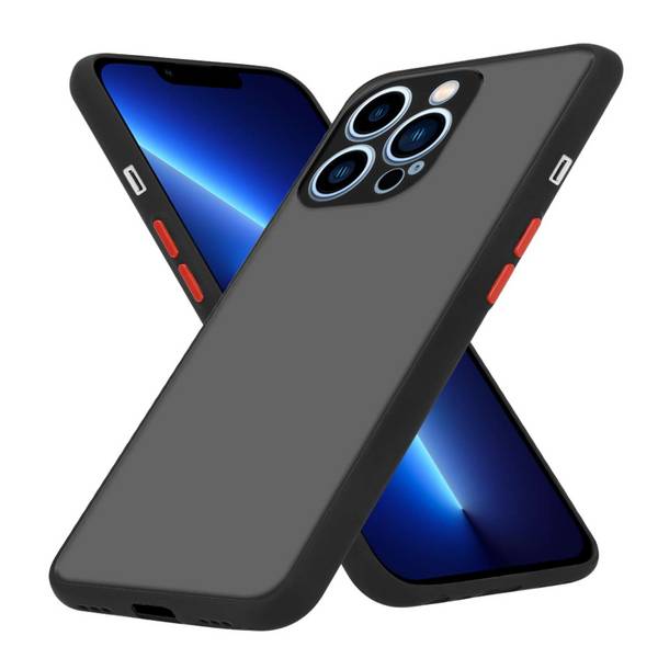 Cadorabo Hülle für Apple iPhone 13 PRO MAX Schutz Hülle in Schwarz Handyhülle Hybrid Schutzhülle Etui TPU Silikon