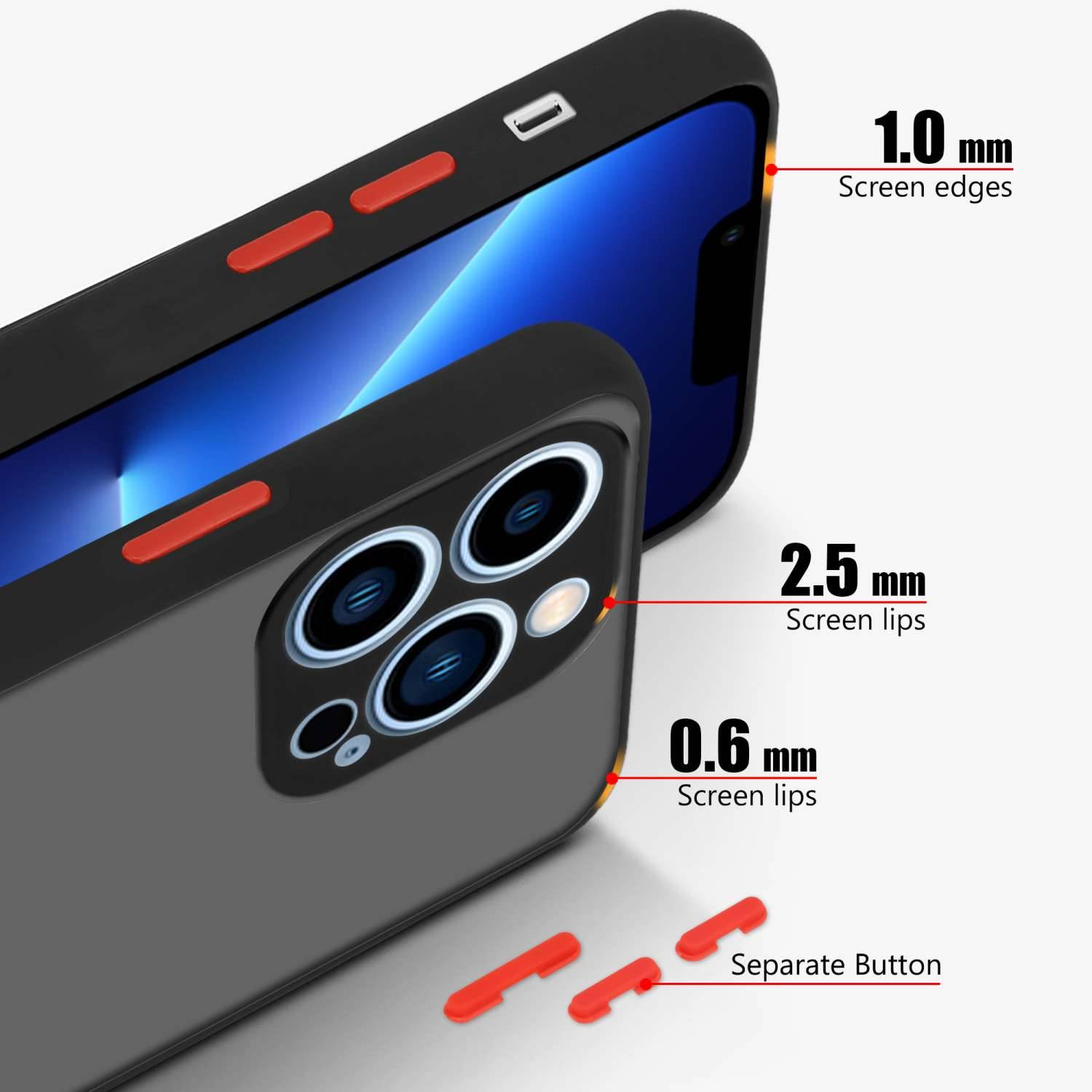 Cadorabo Hülle für Apple iPhone 13 PRO MAX Schutz Hülle in Schwarz Handyhülle Hybrid Schutzhülle Etui TPU Silikon-4