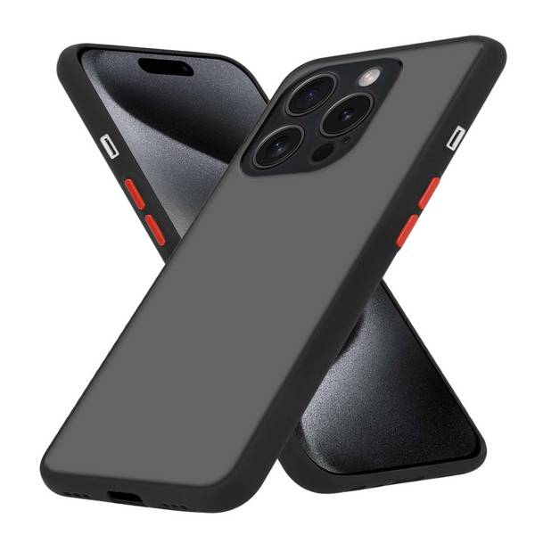 Cadorabo Hülle für Apple iPhone 15 PRO Schutz Hülle in Schwarz Handyhülle Hybrid Schutzhülle Etui TPU Silikon