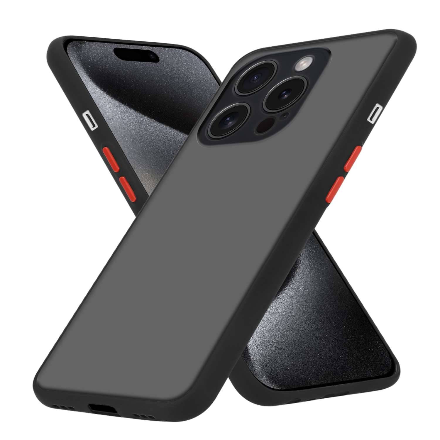 Cadorabo Hülle für Apple iPhone 15 PRO Schutz Hülle in Schwarz Handyhülle Hybrid Schutzhülle Etui TPU Silikon-0