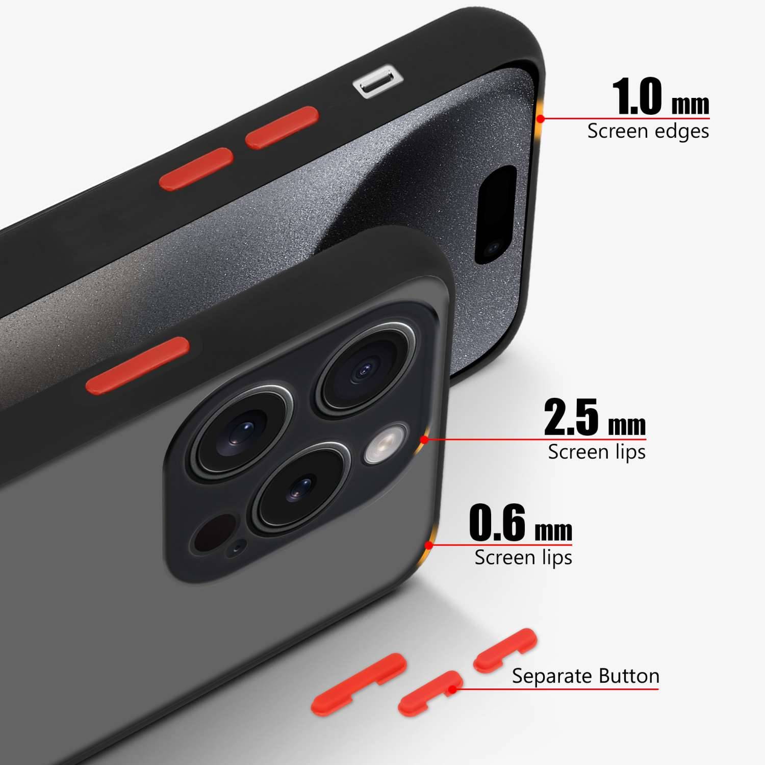 Cadorabo Hülle für Apple iPhone 15 PRO Schutz Hülle in Schwarz Handyhülle Hybrid Schutzhülle Etui TPU Silikon-4